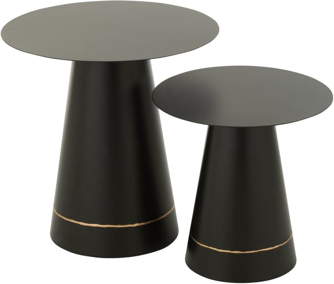 J-Line bijzettafel - ijzer - zwart/goud - set van 2