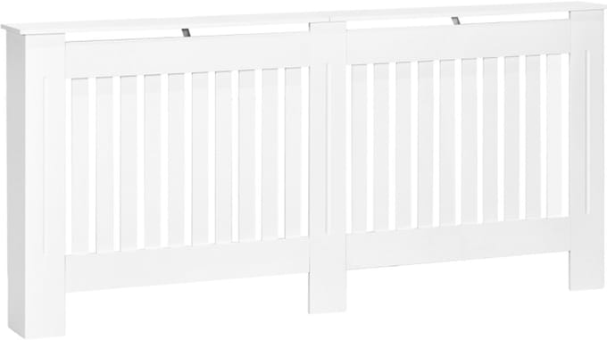 Daity Wit gelakte, kastvormige radiatorbekleding van MDF (172 cm lang x 19 cm breed x 81 cm hoog)