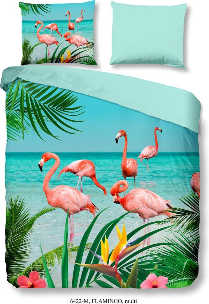 Pure Dekbedovertrek "tropische flamingo's" - Multi - (240x200/220 cm) - Microfiber