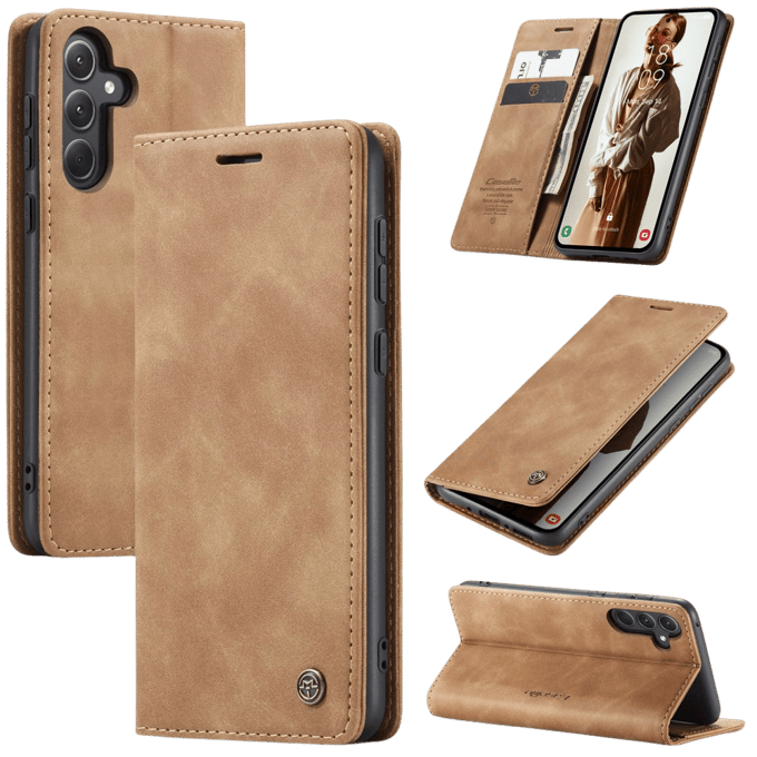 Caseme Samsung Galaxy A56 Business Bookcase Hoesje Bruin