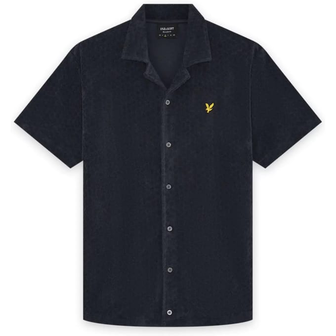 Lyle and Scott Honeycomb toweling shirt navy