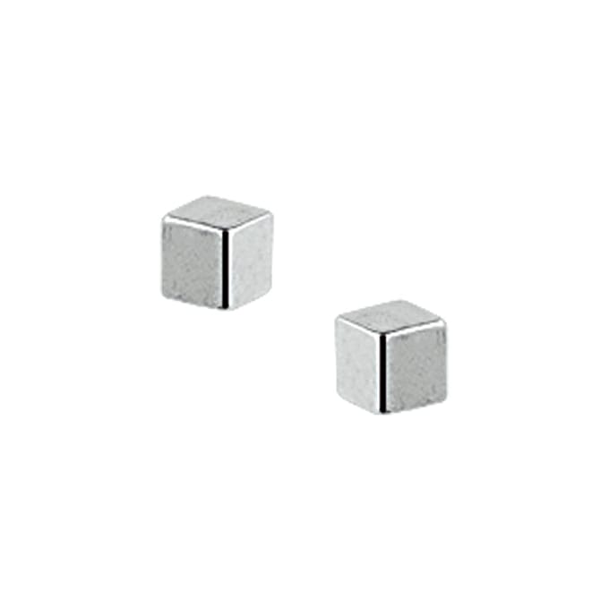 Oorknoppen Blokje Zilver Gerhodineerd Glanzend 3 mm x 3 mm