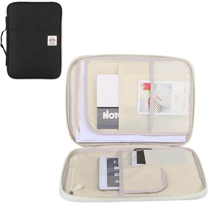 Multifunctionele A4 Documententas, Waterdicht en Met Ritssluiting voor Reizen, Ideaal voor Bestanden, Notebooks en Pennen