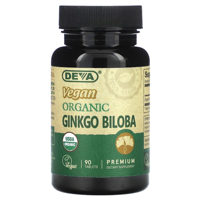 Deva, Ginkgo Biloba Biologique Végétalien, 90 Comprimés