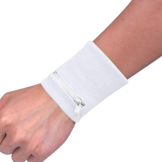 Portemonnee Zweetbandje - Sport Polsband met Rits - Wit