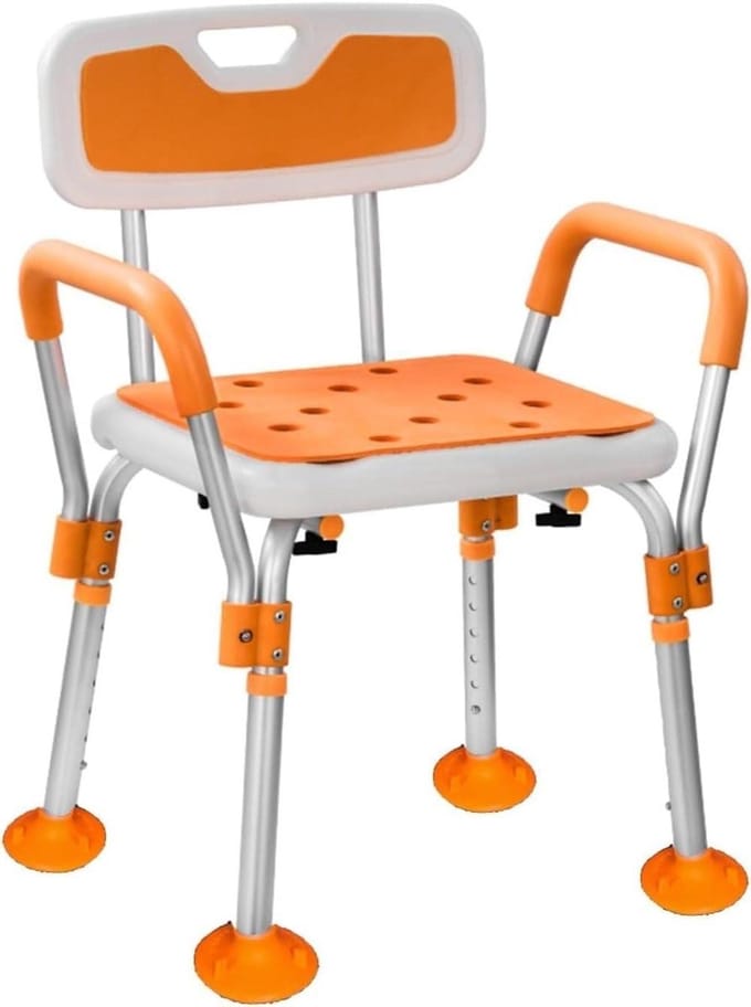Douchekruk met rug - Badstoel hulpmiddel - Veilig douchen - 6 niveaus verstelbaar - 48 cm breed - Wit
