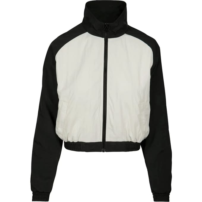 Urban Classics - Raglan Crinkle Batwing Jacket - S - Zwart/Wit