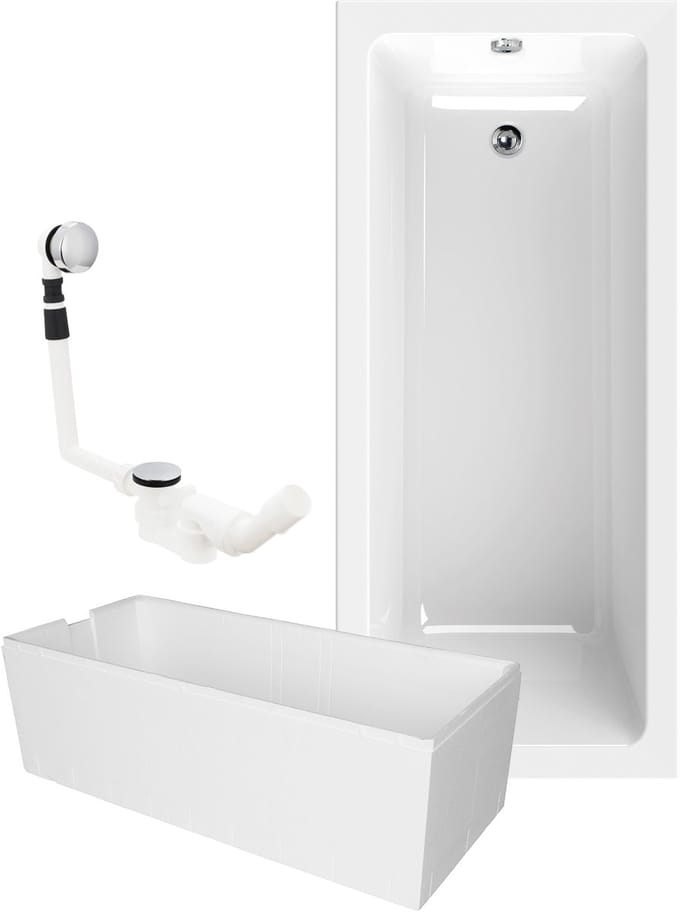 Calmwaters Modern Square - Badkuip - 170 x 75 cm - Set badkuipdragers