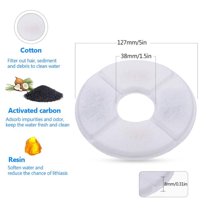 Kattenwaterfonteinfilters Vervangende filters voor bloemenfontein Kattenwaterfontein Water 8pcs