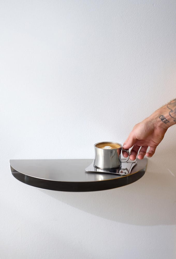Moebe Half Moon Shelf - MoebeHalfMoonStainlessSteel - groot
