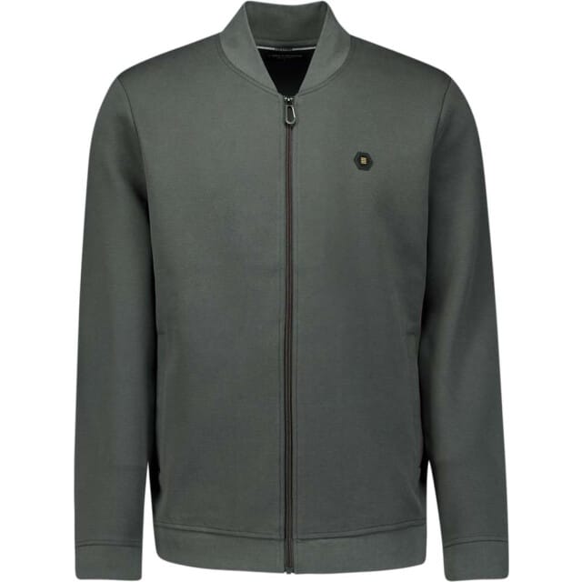 No Excess Sweater full zipper pique bomber dark steel
