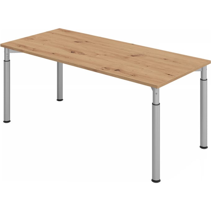 YAMA 19 S | Bureau - 180 x 80 Tafelhoogte I In hoogte verstelbaar Essen-Eik/Zilver