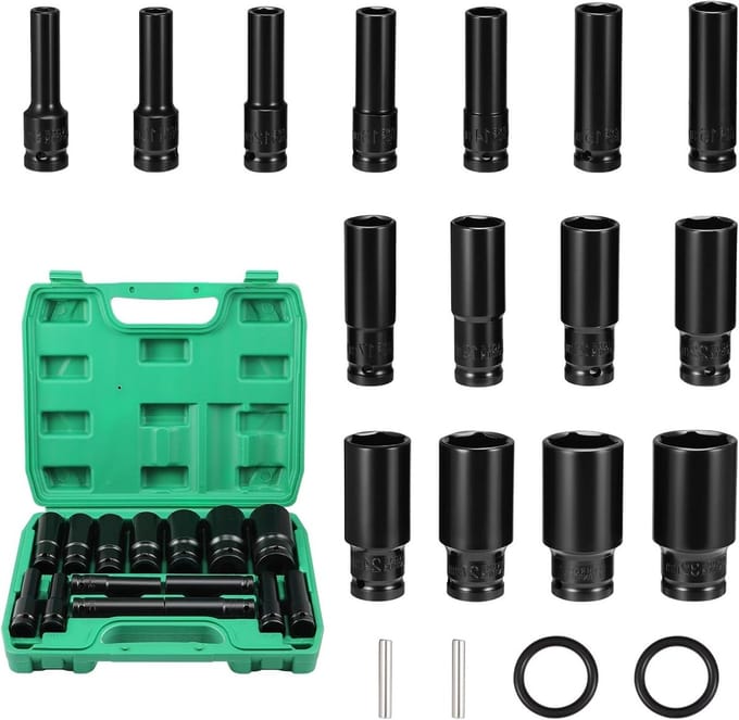 Slagmoerenset - Dopsleutelset - Autoreparaties - Chroom-vanadium-staal - 8-32 mm