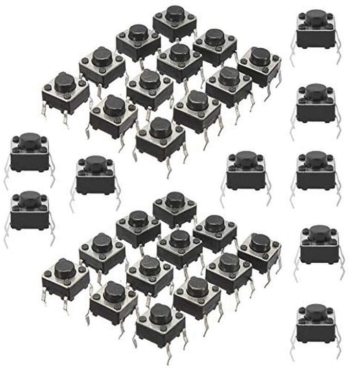200 stuks microtoetsen - Tactiele Drukknoppen en Microschakelaars - Compact 6 x 6 x 5 mm