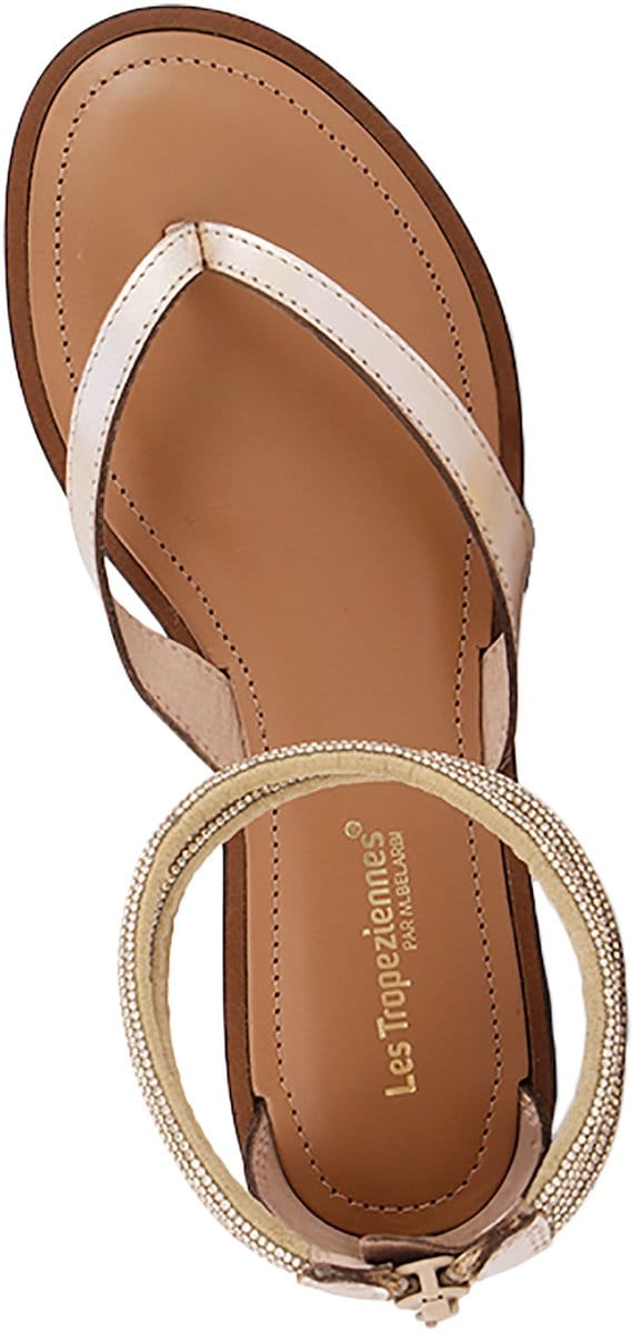 Les Hodixy platte leren sandalen