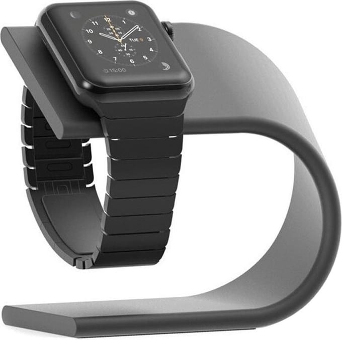 By Qubix - Apple watch stand aluminum - donker grijs