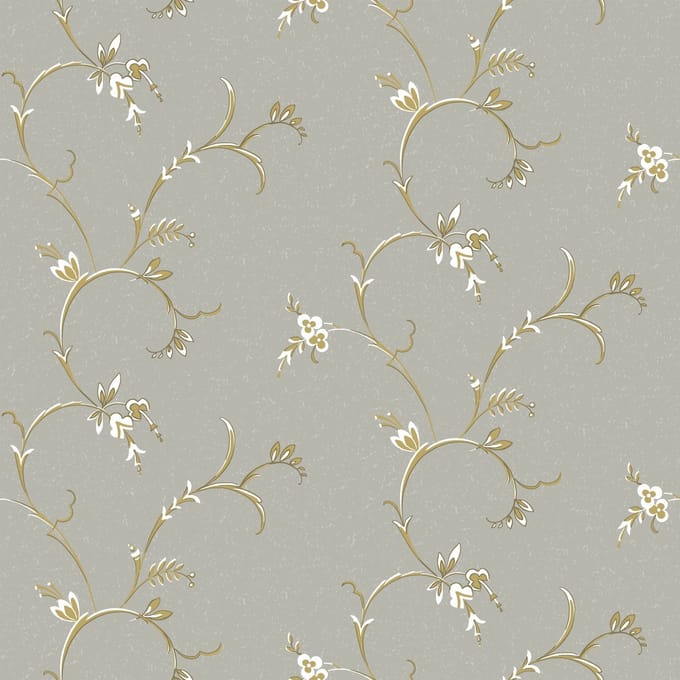 Duro Vliesbehang 523-02 - Gammalsvenska klassiker - Botanisch Grijs - 53cm x 10.05m