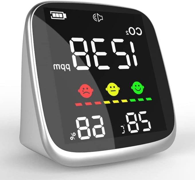 CO2 Meter - Luchtkwaliteit Monitor - Binnenklimaat Meten - NDIR Sensor - 400-5000 PPM - Wit