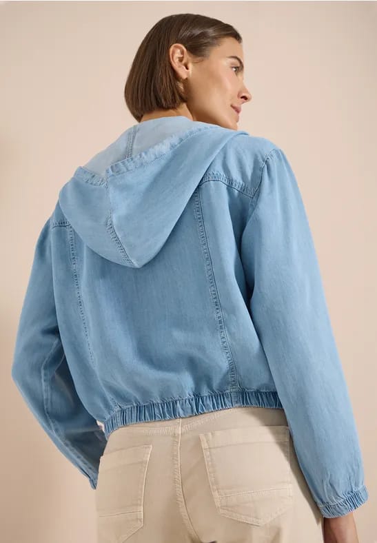 Denim-look blouson met ritssluiting