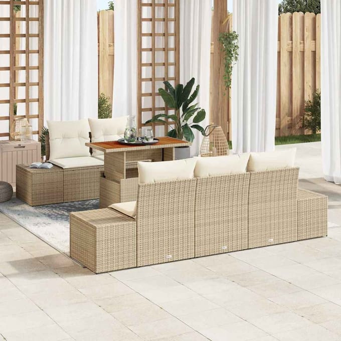 vidaXL - Tuinbank - Set - 6 - st - Beige - en - Crème