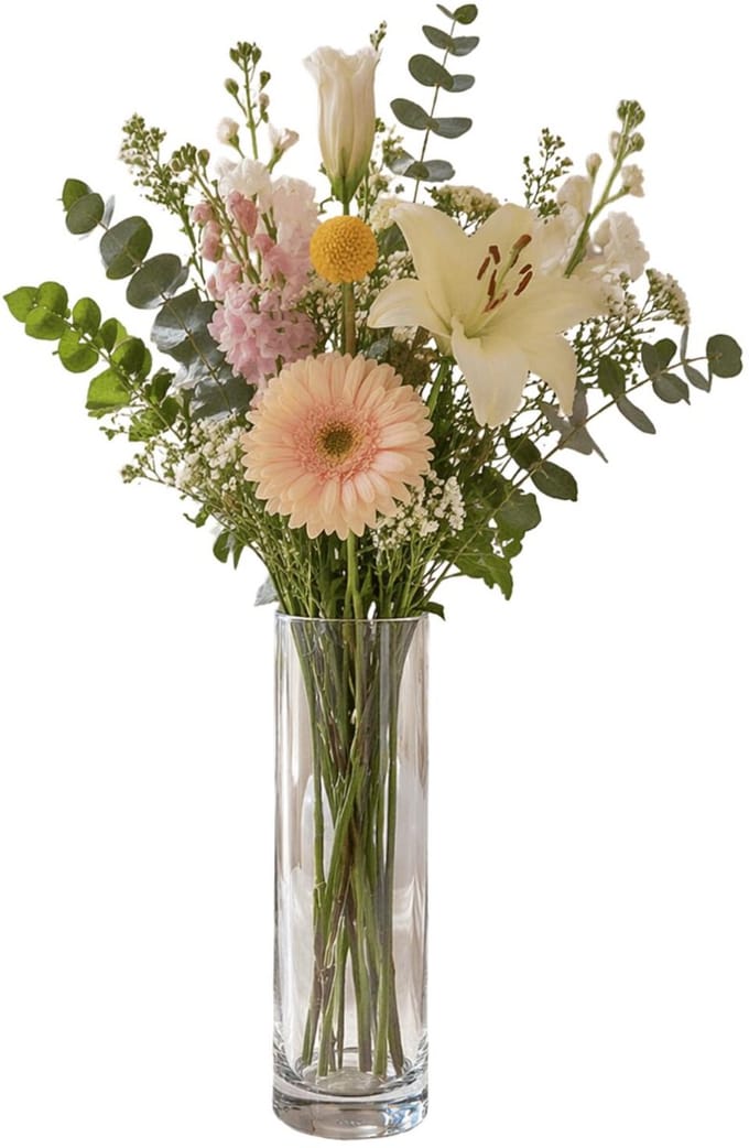Atmosphera Bloemenvaas Flora - glas - 26 cm - cilinder - boeketvaas - slanke vaas