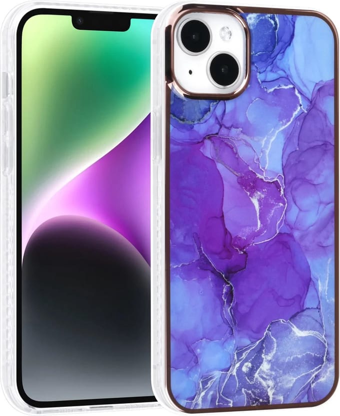 TPU Back Cover hoesje - Marble Paars - Geschikt voor: iPhone 14 Plus