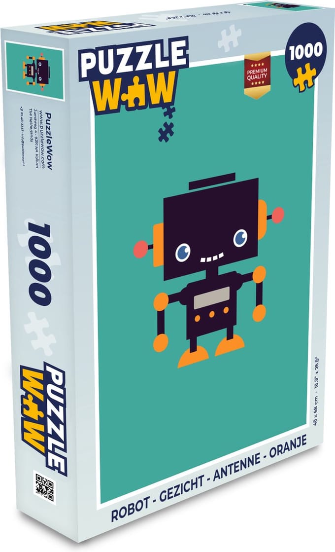 Puzzel Robot - Gezicht - Antenne - Blauw - Jongens - Legpuzzel - Puzzel 1000 stukjes volwassenen