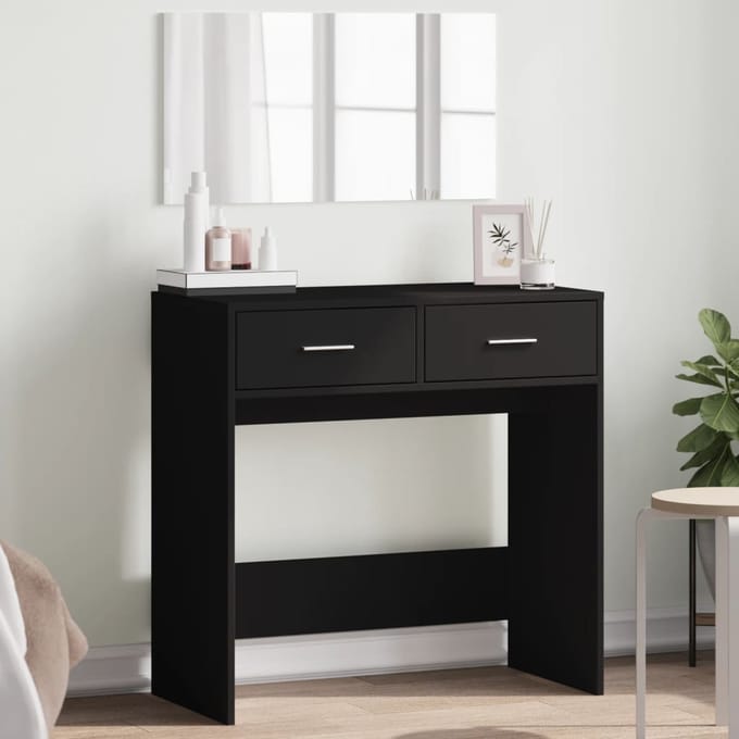 vidaXL - Kaptafel - met - spiegel - 80x39x80 - cm - zwart