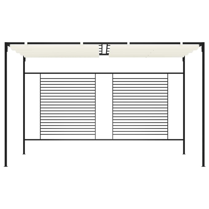 vidaXL - Prieel - met - uittrekbaar - dak - 180 - g/m² - 3x4x2,3 - m - crèmekleurig