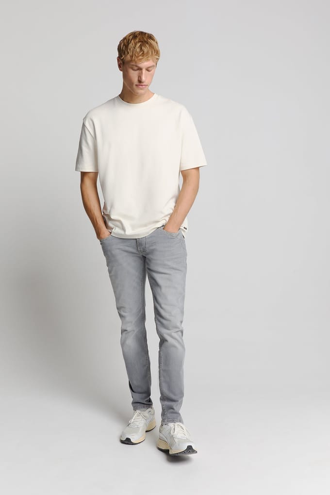 No Excess Denim, Tapered 712, Light Grey, Stretch Light Grey Denim Größe: W34L34 | Slim Jeans Outlet | Herren | Blau