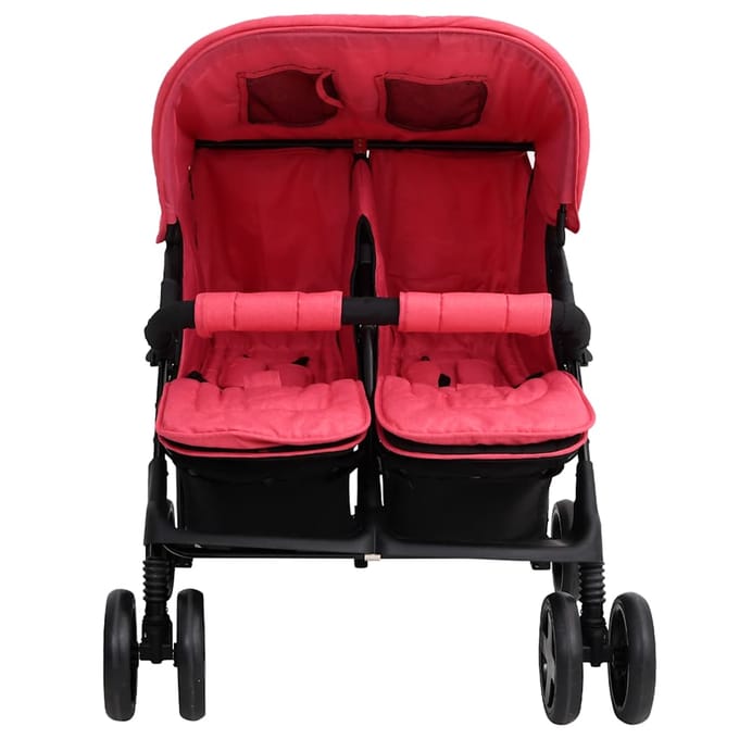 vidaXL - Tweelingkinderwagen - staal - rood