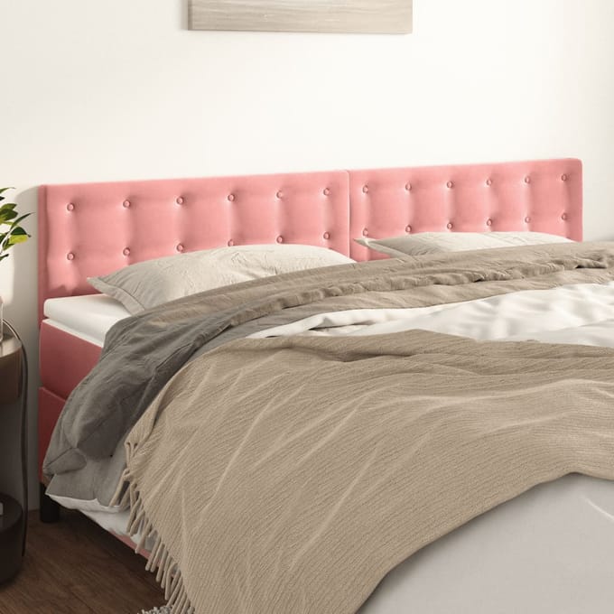 vidaXL - Hoofdborden - 160x5x78/88 - cm - fluweel - roze