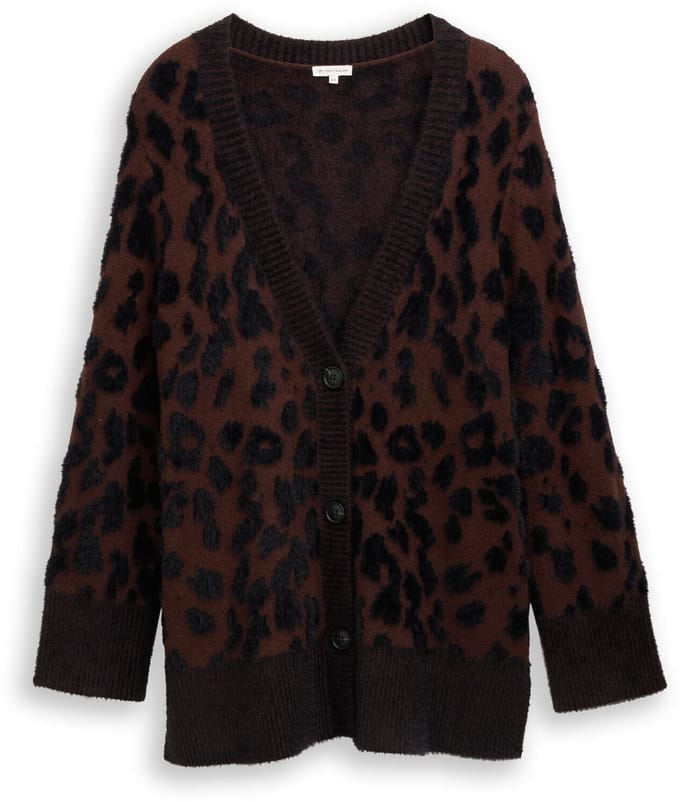 Tom Tailor - Plus Size - Losvallend vest met luipaardprint - Maat 48 - big brown leo design