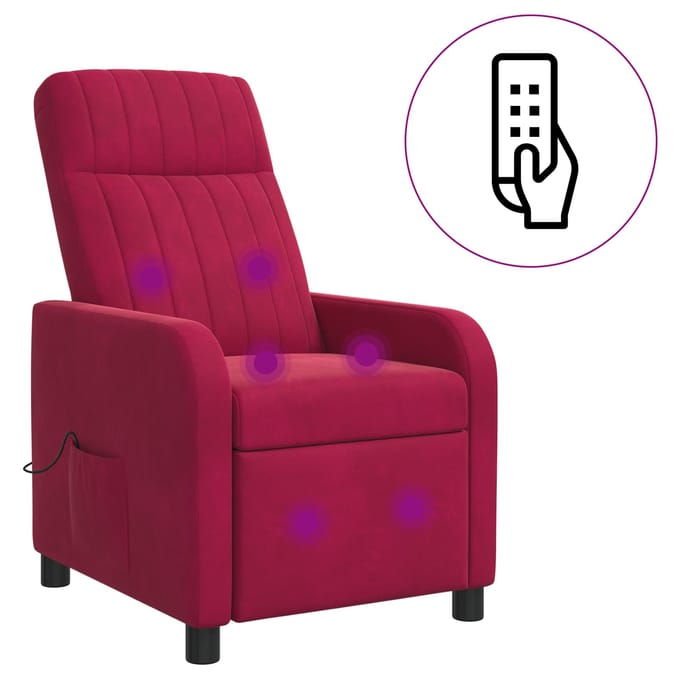 vidaXL - Massage - Relaxstoel - Wijnrood - fluweel