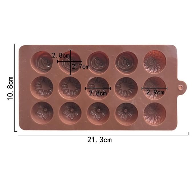 Moule à chocolat en silicone en forme de fleurs pour enfants, outils de complément alimentaire, moule à gâteau, moule à glaçons, moule à bougie, moule à gelée marron
