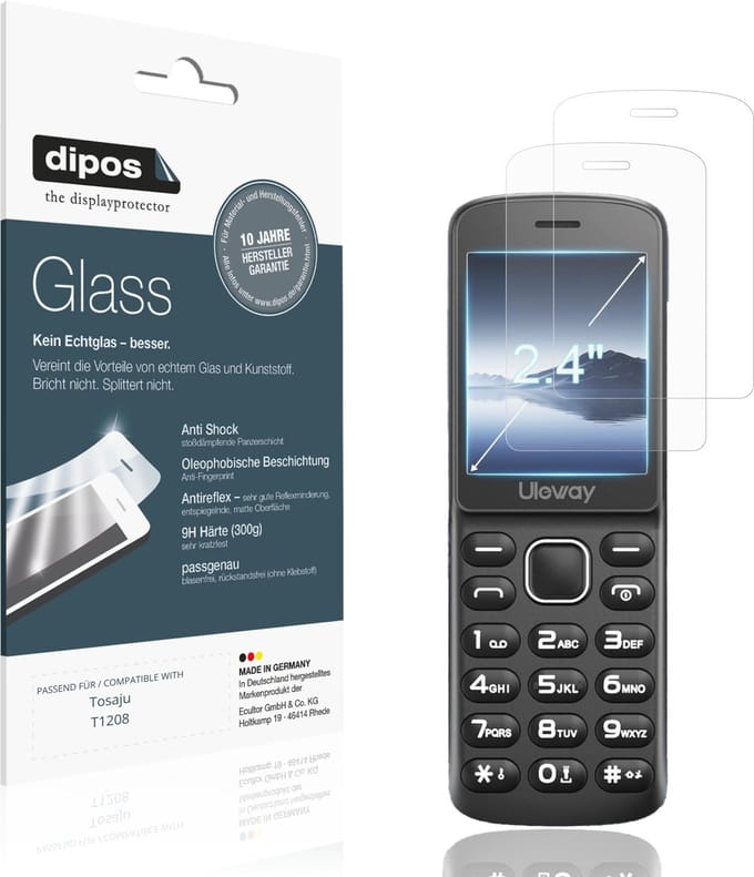 dipos – 2x Matte Pantserfolie geschikt voor Tosaju T1208 | 9H Screenprotector