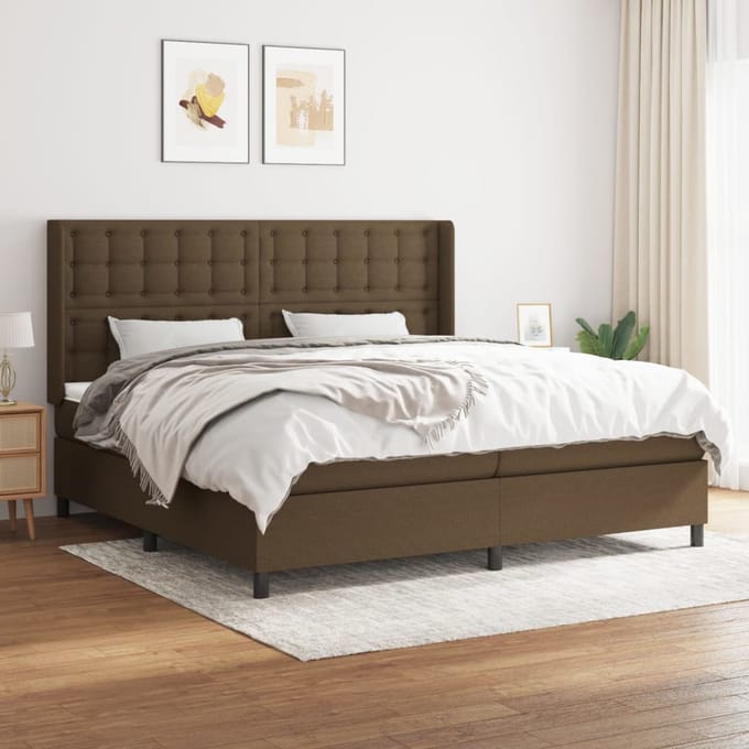 vidaXL - Boxspring - met - matras - stof - donkerbruin - 200x200 - cm