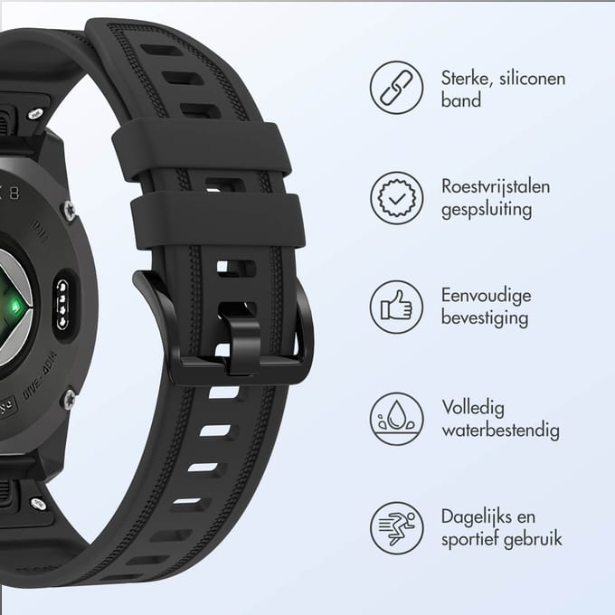 imoshion QuickFit® Line Siliconenbandje - Garmin QuickFit® 20 mm aansluiting - Zwart