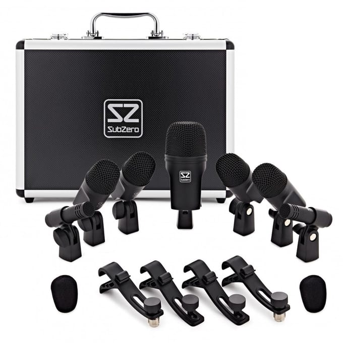 SubZero 7-delige Drummicrofoonset met Koffer en Klemmen