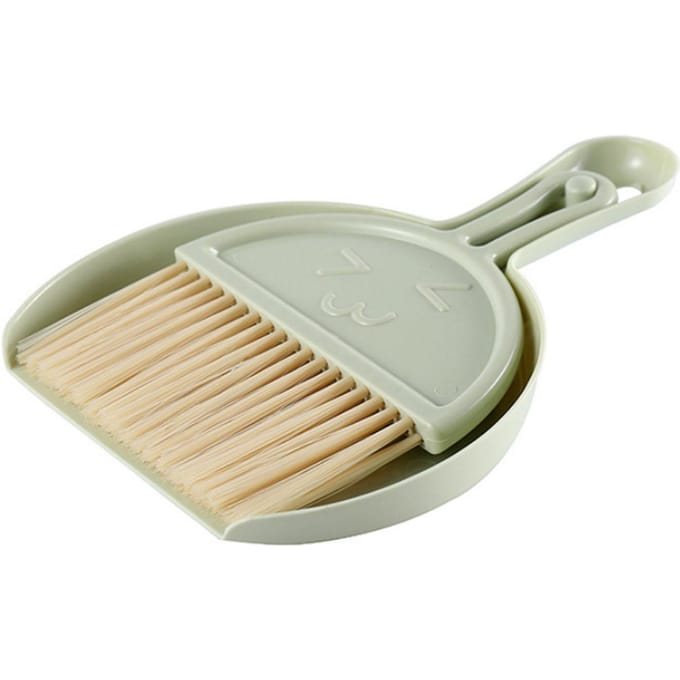 Mini Bezemschep Set Smiley Gezicht Plastic Handheld Efficiënt Reinigen Draagbaar Klein Borsteltje Stofschep groen
