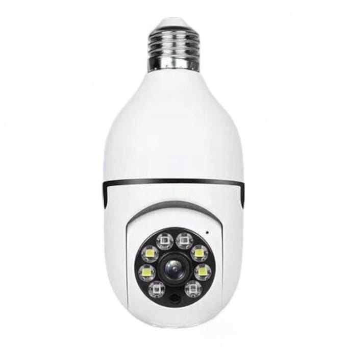 Wifi beveiligingscamera | Camera | Wifi bediening | E27 fitting | Bewegingsdetectie | V380 app | microSD opslag | wit
