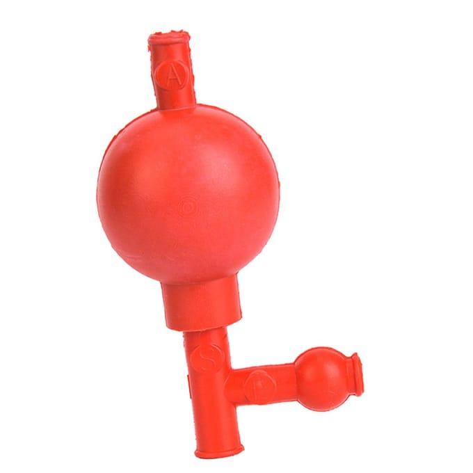 Poire d'aspiration en caoutchouc pour pipette quantitative sûre avec 3 ouvertures, rouge red