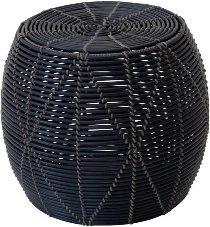 Les - Birma poef wicker ø46x40cm - zwart