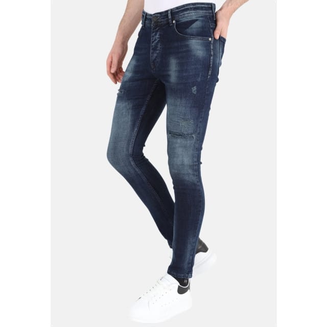 Mario Morato Donker stonewash jeans met gaten strech mm120