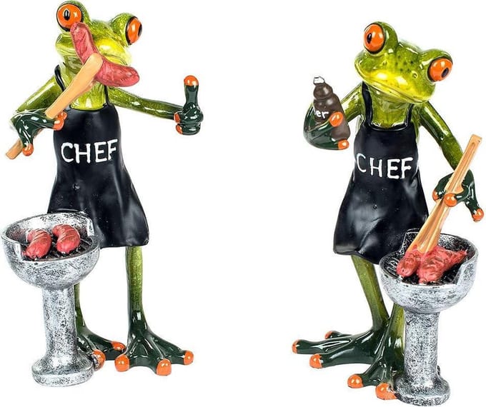 Kikker beeld bbq vrienden set van 2