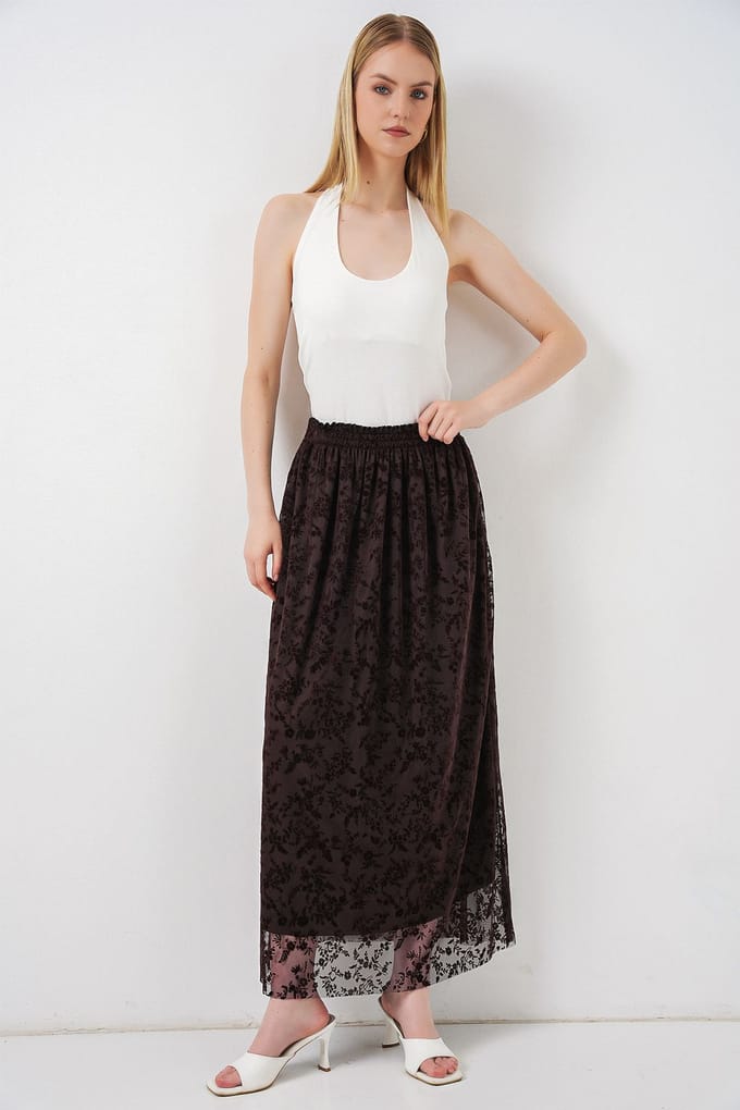 Bloemen Hoge Taille Maxi A-Lijn Rok