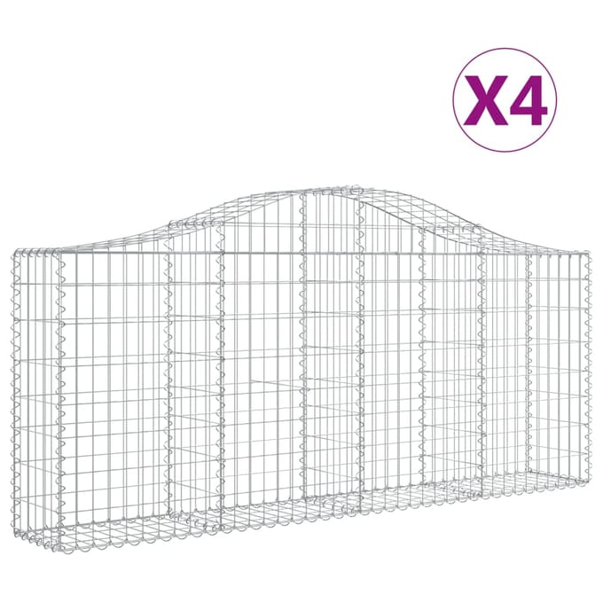 vidaXL - Schanskorven - 4 - st - gewelfd - 200x30x80/100 - cm - gegalvaniseerd - ijzer