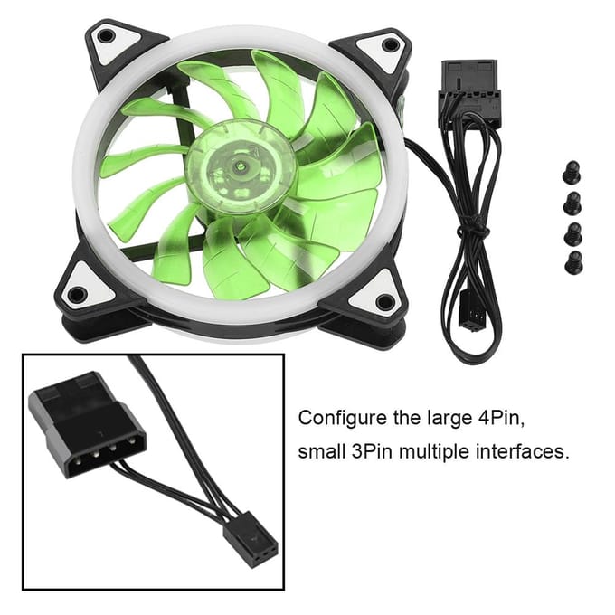 FANRS18 12V DC 120mm LED Behuisfan Dubbele Opening Multi-interface Koelventilator (Groen) groen