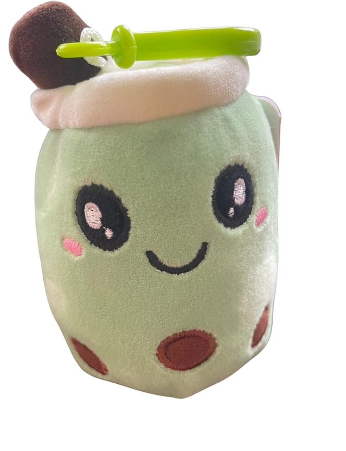 Trendy Bubble Tea / Boba Knuffel | Thai Tea Plush | Squishy | Incl. Sleutelhanger Optie - Matcha