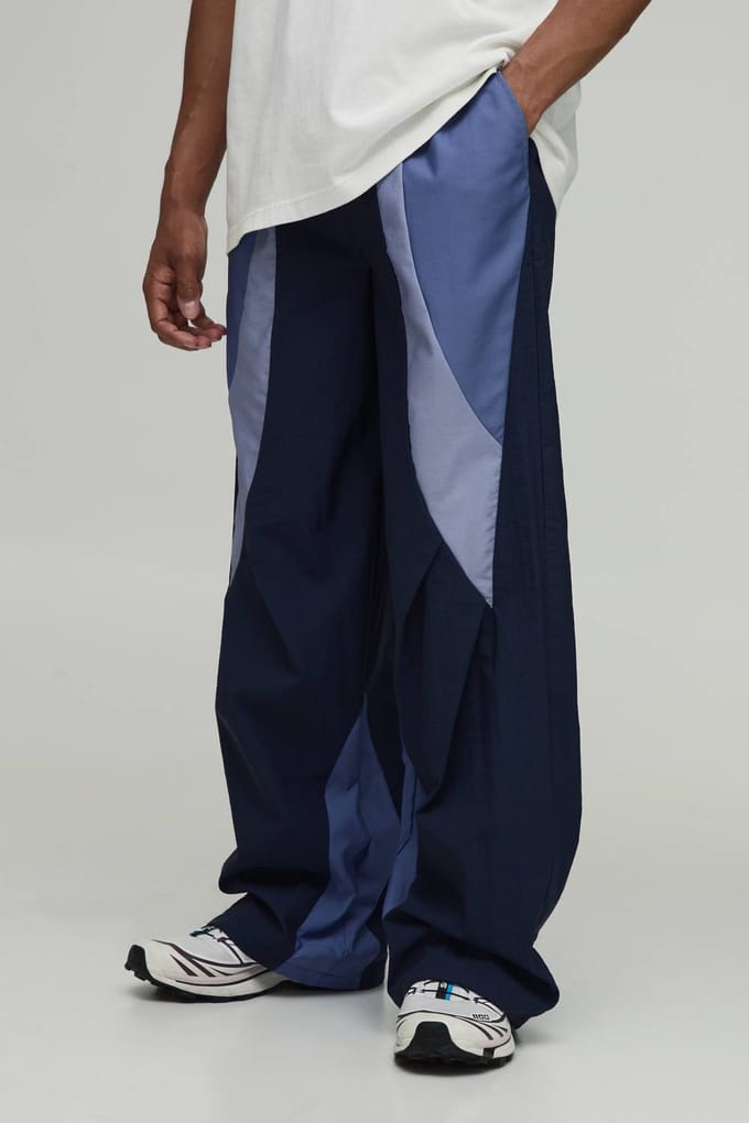 Baggy Fit Colour Block Trainingsbroek | Slate Blue | Size Medium